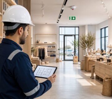 اشتراطات الدفاع المدني للمحلات التجارية: مهندس سلامة يراجع محلًا قبل الافتتاح