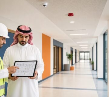مراجعة مخطط سلامة وإخلاء مدرسة داخل ممر تعليمي آمن